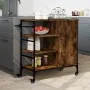 Carrito de cocina de madera roble ahumado 87,5x38,5x84,5 cm de , Carros de cocina y comedor - Ref: Foro24-842388, Precio: 100...