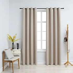 Blackout curtains with metal rings 2 pieces beige 140x175 cm by vidaXL, Curtains and curtains - Ref: Foro24-134442, Price: 36...