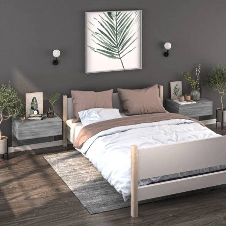Wall bedside table 2 units Sonoma gray by vidaXL, Nightstands - Ref: Foro24-816943, Price: 66,61 €, Discount: %