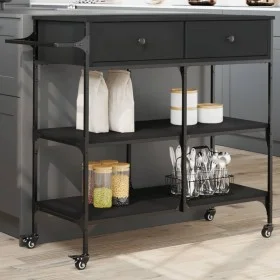 Schwarzer Küchenwagen aus Holzwerkstoff, 105 x 42 x 95 cm von , Küchen- und Speisewagen - Ref: Foro24-842376, Preis: 145,07 €...