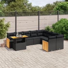 Garden sofa set 10 pieces with black synthetic rattan cushions by , Garden sets - Ref: Foro24-3274121, Price: 654,37 €, Disco...