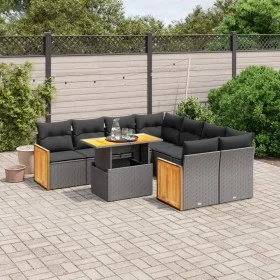 8-teiliges Gartensofa-Set und schwarze synthetische Rattankissen von , Gartensets - Ref: Foro24-3273883, Preis: 607,34 €, Rab...