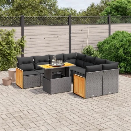 8-piece garden sofa set and black synthetic rattan cushions by , Garden sets - Ref: Foro24-3273883, Price: 607,34 €, Discount: %