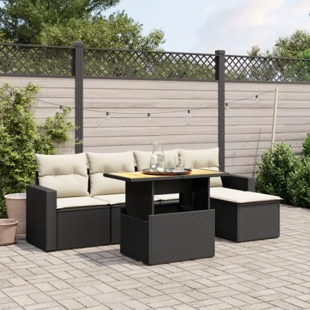 6-piece garden sofa set and black synthetic rattan cushions by , Garden sets - Ref: Foro24-3271287, Price: 368,87 €, Discount: %