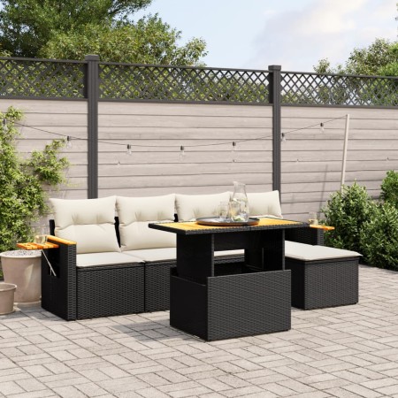 6-piece garden sofa set and black synthetic rattan cushions by , Garden sets - Ref: Foro24-3271728, Price: 366,50 €, Discount: %
