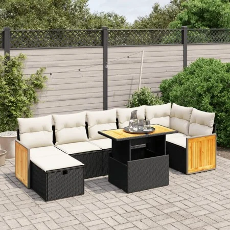 8-piece garden sofa set and black synthetic rattan cushions by , Garden sets - Ref: Foro24-3276255, Price: 500,60 €, Discount: %