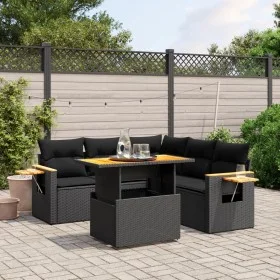 6-teiliges Gartensofa-Set und schwarze synthetische Rattankissen von , Gartensets - Ref: Foro24-3273512, Preis: 454,11 €, Rab...