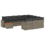 Set de sofás de jardín 11 pzas y cojines ratán sintético gris de , Conjuntos de jardín - Ref: Foro24-3256641, Precio: 629,24 ...