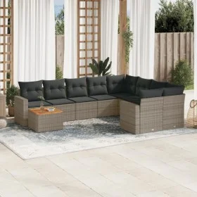 10-teilige Gartensofagarnitur mit grauen synthetischen Rattankissen von , Gartensets - Ref: Foro24-3256620, Preis: 607,21 €, ...