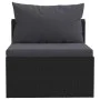 5-teiliges Gartenmöbel-Set und schwarze synthetische Rattankissen von vidaXL, Modulare Sofas für den Außenbereich - Ref: Foro...