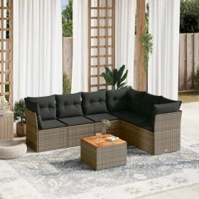 7-piece garden sofa set with gray PE rattan cushions by , Garden sets - Ref: Foro24-3255990, Price: 412,90 €, Discount: %
