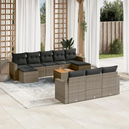 11-piece garden sofa set and gray synthetic rattan cushions by , Garden sets - Ref: Foro24-3256676, Price: 658,81 €, Discount: %