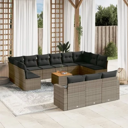 14-teilige Gartensofagarnitur mit grauen synthetischen Rattankissen von , Gartensets - Ref: Foro24-3256697, Preis: 857,13 €, ...