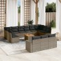 14-piece garden sofa set with gray synthetic rattan cushions by , Garden sets - Ref: Foro24-3256697, Price: 828,98 €, Discoun...