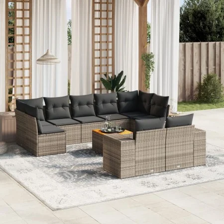 10-piece garden sofa set with gray synthetic rattan cushions by , Garden sets - Ref: Foro24-3257929, Price: 614,32 €, Discoun...