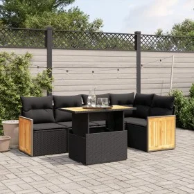 6-piece garden sofa set and black synthetic rattan cushions by , Garden sets - Ref: Foro24-3273946, Price: 426,36 €, Discount: %