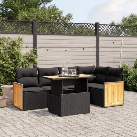 Set de sofás de jardín 6 piezas y cojines ratán sintético negro de , Conjuntos de jardín - Ref: Foro24-3273946, Precio: 419,7...