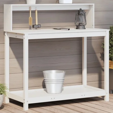 Plantation table with white pine wood shelves 108x50x109.5 cm by , Pot stands - Ref: Foro24-832413, Price: 89,16 €, Discount: %