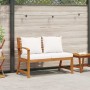 Banco de jardín 114,5 cm con cojines crema madera acacia maciza