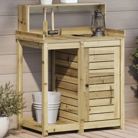 Plantagentisch mit imprägnierten Holzregalen 82,5 x 50 x 109,5 cm von , Topfständer - Ref: Foro24-832426, Preis: 161,66 €, Ra...