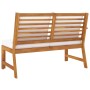 Banco de jardín 114,5 cm con cojines crema madera acacia maciza
