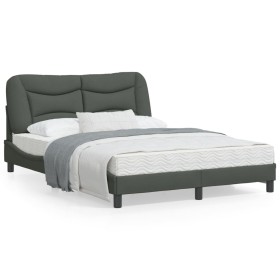 Bed frame with LED lights dark gray fabric 140x200 cm by , Beds and slatted bases - Ref: Foro24-3213705, Price: 208,88 €, Dis...