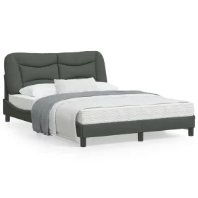 Bed frame with LED lights dark gray fabric 140x200 cm by , Beds and slatted bases - Ref: Foro24-3213705, Price: 219,84 €, Dis...