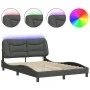 Bed frame with LED lights dark gray fabric 140x200 cm by , Beds and slatted bases - Ref: Foro24-3213705, Price: 219,84 €, Dis...