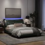 Bed frame with LED lights dark gray fabric 140x200 cm by , Beds and slatted bases - Ref: Foro24-3213705, Price: 209,14 €, Dis...