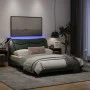 Bed frame with LED lights dark gray fabric 140x200 cm by , Beds and slatted bases - Ref: Foro24-3213705, Price: 219,84 €, Dis...