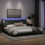 Estructura de cama con luces LED tela gris oscuro 200x200 cm