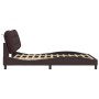 Bed frame with LED lights dark brown fabric 140x200 cm by , Beds and slatted bases - Ref: Foro24-3213707, Price: 224,21 €, Di...