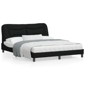 Bed frame with LED lights black fabric 160x200 cm by , Beds and slatted bases - Ref: Foro24-3213713, Price: 269,75 €, Discoun...