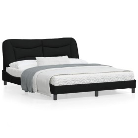 Estructura de cama con luces LED tela negro 160x200 cm de , Camas y somieres - Ref: Foro24-3213713, Precio: 274,40 €, Descuen...