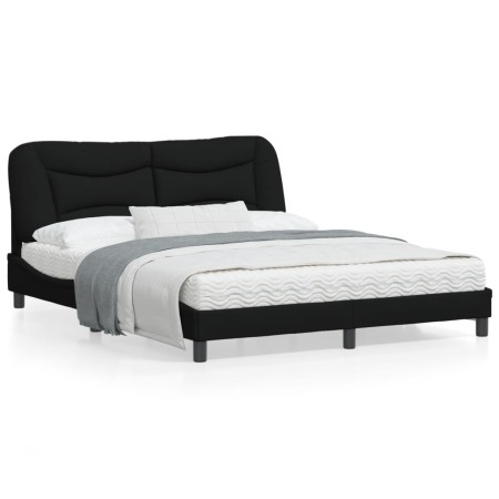 Bed frame with LED lights black fabric 160x200 cm by , Beds and slatted bases - Ref: Foro24-3213713, Price: 274,02 €, Discoun...