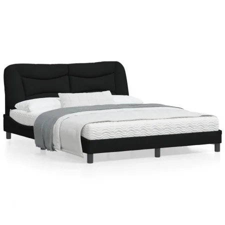 Bed frame with LED lights black fabric 160x200 cm by , Beds and slatted bases - Ref: Foro24-3213713, Price: 269,75 €, Discoun...