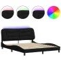 Bed frame with LED lights black fabric 160x200 cm by , Beds and slatted bases - Ref: Foro24-3213713, Price: 269,75 €, Discoun...