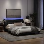 Bed frame with LED lights black fabric 160x200 cm by , Beds and slatted bases - Ref: Foro24-3213713, Price: 274,02 €, Discoun...