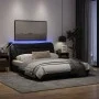 Bed frame with LED lights black fabric 160x200 cm by , Beds and slatted bases - Ref: Foro24-3213713, Price: 269,75 €, Discoun...
