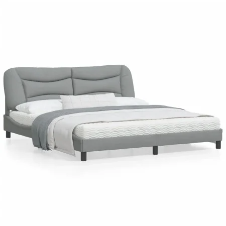 Bed frame with LED lights light gray fabric 180x200 cm by , Beds and slatted bases - Ref: Foro24-3213718, Price: 245,48 €, Di...