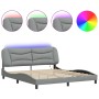 Bed frame with LED lights light gray fabric 180x200 cm by , Beds and slatted bases - Ref: Foro24-3213718, Price: 245,87 €, Di...