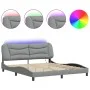 Bed frame with LED lights light gray fabric 180x200 cm by , Beds and slatted bases - Ref: Foro24-3213718, Price: 245,48 €, Di...