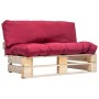 Garden sofa made of pallets with red cushions and pine wood. by , Outdoor sofas - Ref: Foro24-277478, Price: 128,54 €, Discou...