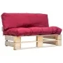 Garden sofa made of pallets with red cushions and pine wood. by , Outdoor sofas - Ref: Foro24-277478, Price: 116,39 €, Discou...