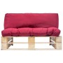 Garden sofa made of pallets with red cushions and pine wood. by , Outdoor sofas - Ref: Foro24-277478, Price: 128,54 €, Discou...