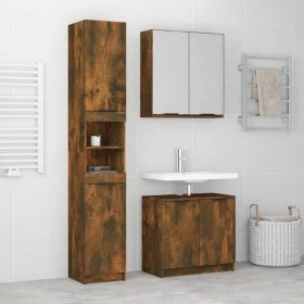 3-teiliges Badezimmermöbel-Set aus geräuchertem Eichensperrholz von , Badezimmermöbel - Ref: Foro24-3115881, Preis: 180,06 €,...