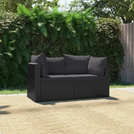 2-piece garden sofa set and black synthetic rattan cushions by vidaXL, Modular outdoor sofas - Ref: Foro24-46556, Price: 163,...