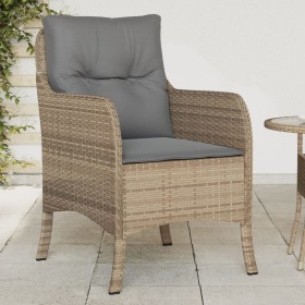 Sillones jardín con cojines 2 uds ratán sintético beige mezcla