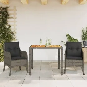 3-piece garden dining set with gray synthetic rattan cushions by , Garden sets - Ref: Foro24-3211872, Price: 314,83 €, Discou...