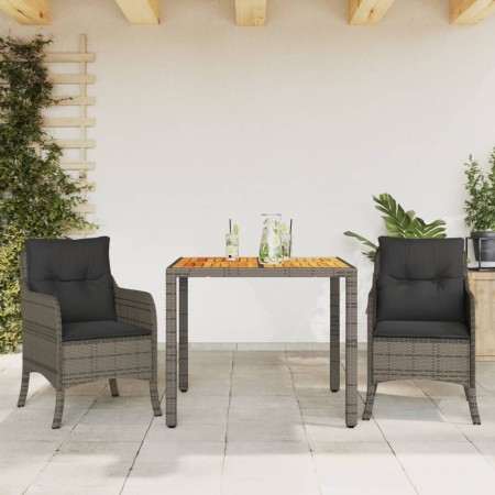 3-piece garden dining set with gray synthetic rattan cushions by , Garden sets - Ref: Foro24-3211872, Price: 345,41 €, Discou...